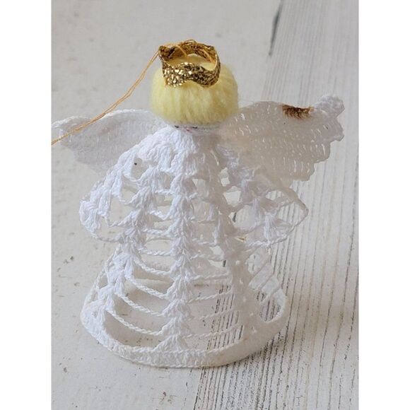 White laced blonde angel halo ornament xmas decor - Picture 1 of 6